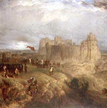 Henry Dawson Painting by Henry Dawson 1847 of King Charles I raising his standard at Nottingham Castle 24 August 1642 china oil painting image